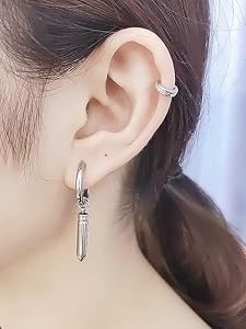 Amazon.com: Punk Bullet Dangle Huggie Small Hoop Earrings